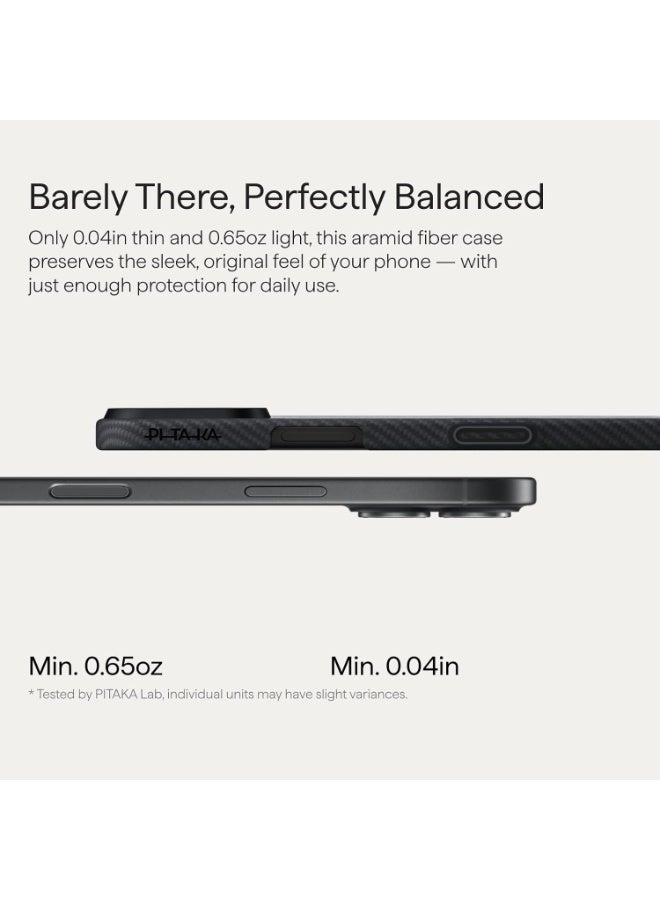 PITAKA حافظة بيتاكا لهاتف آيفون 17 مقاس 6.3" مع زر التحكم في الكاميرا، متوافقة مع ماج سيف، حافظة فائقة النحافة مع شعور بدون حافظة، مصنوعة من ألياف الأراميد 600D، باللون الأسود/الرمادي (تويل) - Image 3